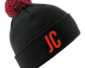 Personalised Hat  Bobble Pom Pom Beanie Hat Pullover Embroidered Wooley Hat Unisex Men's Ladies Novelty Gift Christmas