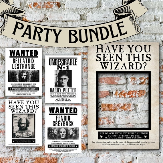 Witch and Wizard Birthday Party Photo Booth Props Instant Digital Download  DIY Printable 