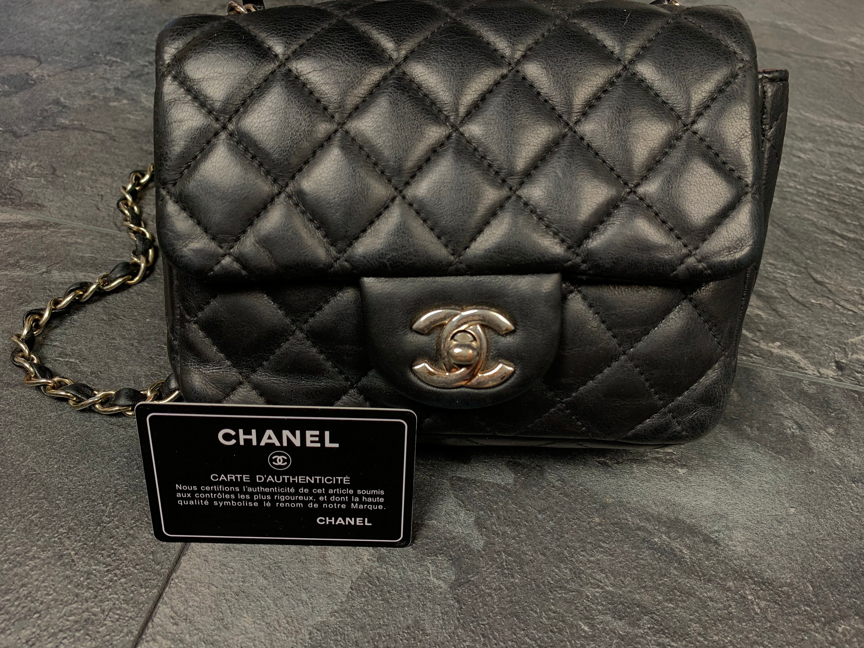 Chanel handbag vintage leather black Etsy