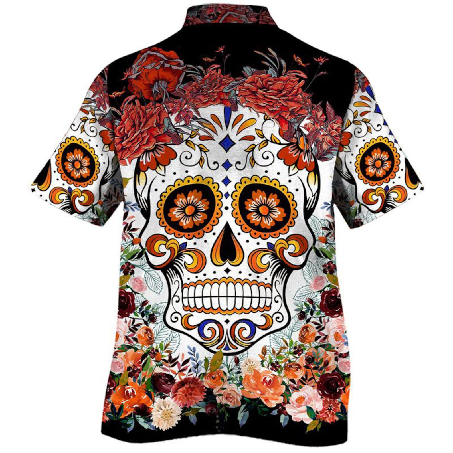 Sugar Skull Pattern Hawaiian Shirt Hawaiian Shirt Shortsleeve | Etsy