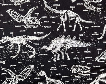 Dinosaur Fossil Glow in the Dark Black Fabric | Half Yard | Shop Closing- 30% OFF EVERYTHING- 1 Yard Minimum