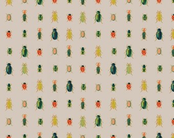 Beetles & Bugs in Khaki- Rifle Paper Co | Cotton and Steel Basics | Half Yard- Shop Closing- 30% OFF EVERYTHING- 1 Yard Minimum