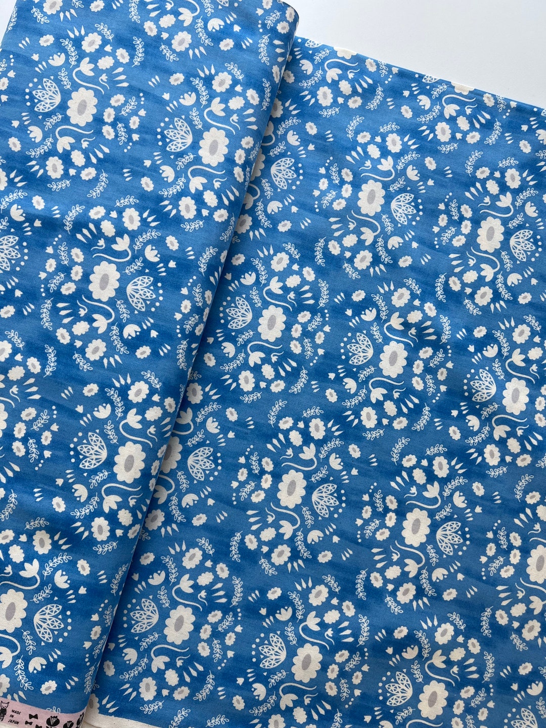 Flower Shop Folk Dress Sea Unbleached Cotton Cotton and Etsy