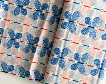 Beauty Shop- Good Luck Blue Butterfly Fabric | Cotton and Steel | Half Yard | Shop Closing Sale 30% OFF EVERYTHING- 1 Yard Minimum