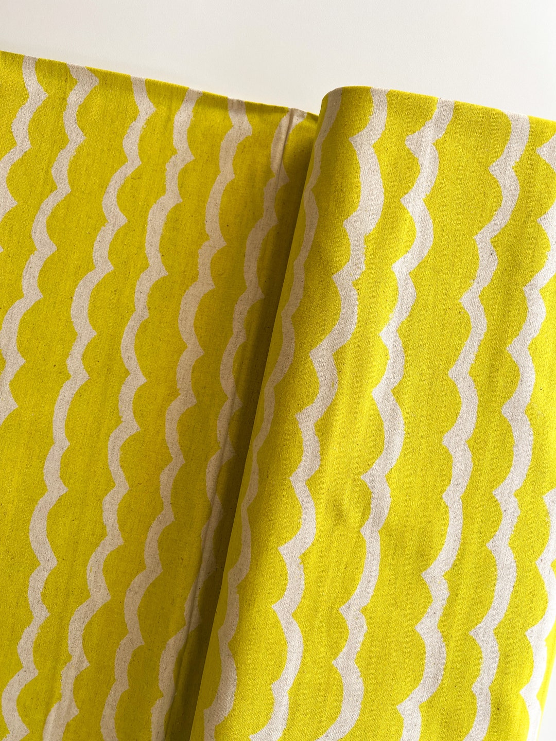 CANVAS Kujira and Star Waves, Citron Unbleached Cotton & Steel Sold by