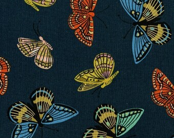 CANVAS English Garden- Monarch Navy Metallic Sold by 1/2 Yard | Rifle Paper Co | 30% OFF EVERYTHING- 1 Yard Minimum