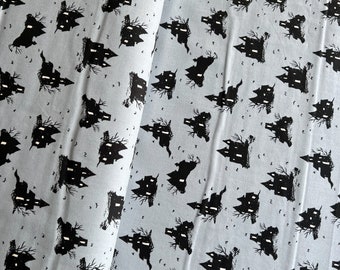 Lil' Monsters- Trick or Treat Grey Unbleached Cotton Fabric | Cotton & Steel | Half Yard | 30% OFF EVERYTHING- 1 Yard Minimum