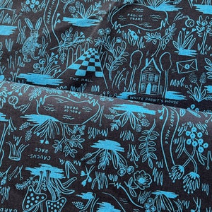 Wonderland CANVAS - Magic Forest in Blue | Rifle Paper Co | Half Yard | Shop Closing- 30% OFF EVERYTHING- 1 Yard Minimum