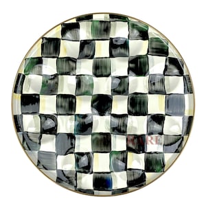 MacKenzie Childs ourtly Check 12" Enamel Egg Plate Brand New image 1