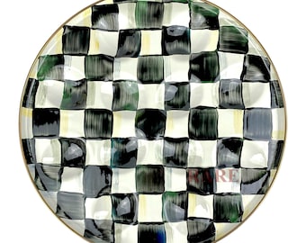 MacKenzie Childs Ourtly Check 12" geëmailleerde eierschaal gloednieuw