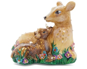 Jay Strongwater Deer and Fawn Ornament New Boxed