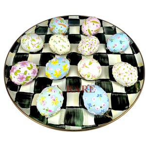 MacKenzie Childs ourtly Check 12" Enamel Egg Plate Brand New image 3