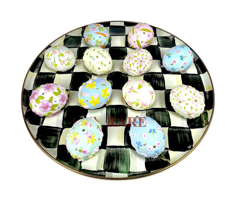 MacKenzie Childs ourtly Check 12" Enamel Egg Plate Brand New image 3