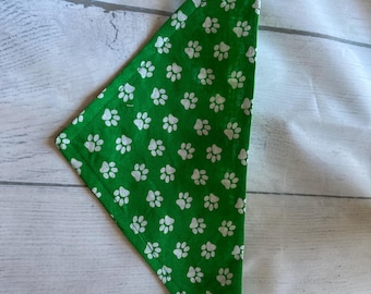 Green Paws Dog Bandana – Over-the-Collar Style | Handmade Pet Accessory | Gift for Dog Lovers