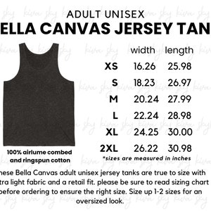 bella canvas tank top size chart, Bella Canvas 3480, unisex tank size chart, size chart, bella canvas tank, bc tank mock up, 3480 size chart