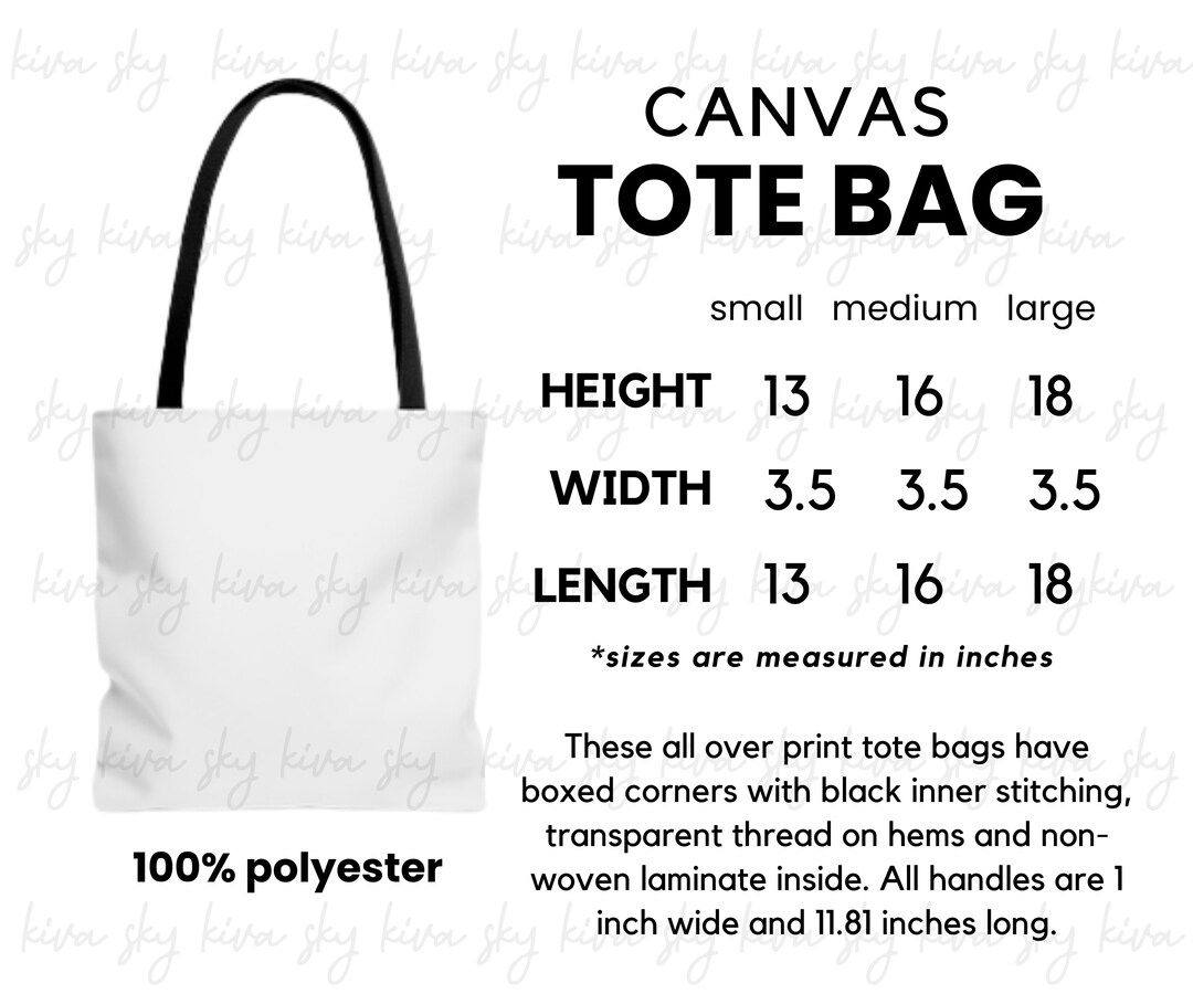 Tote Size Chart, Tote Mockup, Aop Tote Mock Up, Printify Size Chart