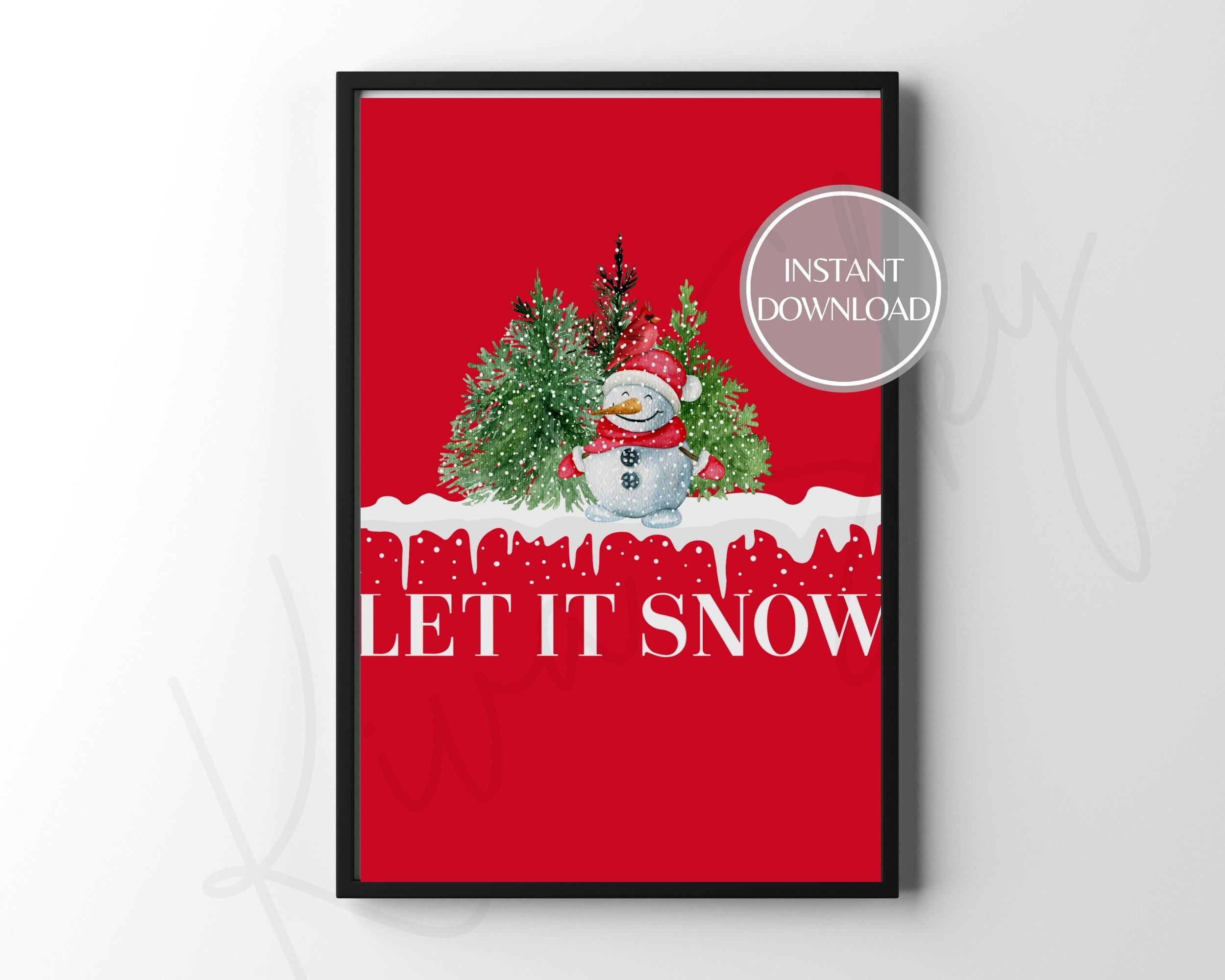 Let It Snow Printable Christmas Art Christmas Wall Decor - Etsy