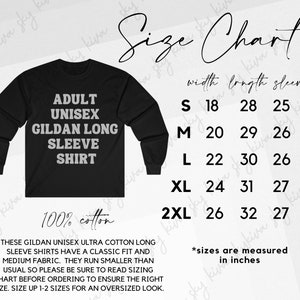 gildan size chart, gildan long sleeve tshirt mock up, long sleeve tshirt mockup, sizing guide, gildan mockup, gildan long sleeve shirt chart
