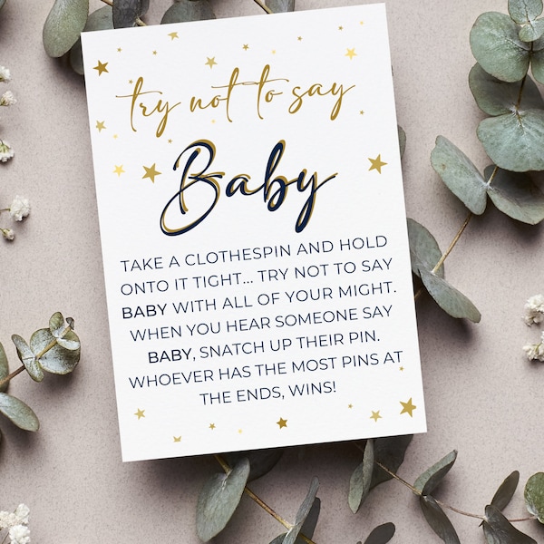 moon and stars baby shower, baby shower game, don't say baby sign, twinkle twinkle little star, over the moon, clothespin printable game