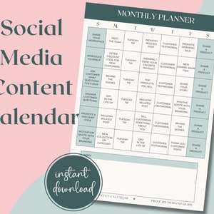 social media content calendar, monthly content planner, content idea planner, content ideas, social media planner, social media posts