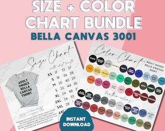 3001 color chart, Bella Canvas 3001 unisex color chart, size chart mock up, bella canvas 3001 color template, Bella Canvas heather chart
