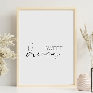 sweet dreams print, good night wall art, farmhouse style bedroom art, above bed wall art, sweet dreams sign, master bedroom wall art