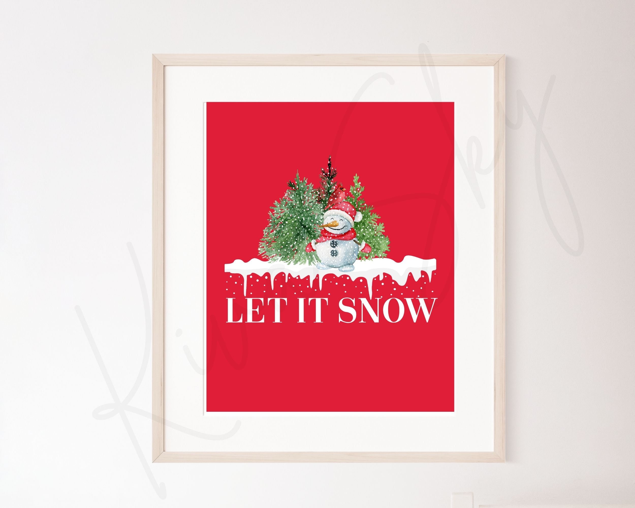 Let It Snow Printable Christmas Art Christmas Wall Decor - Etsy