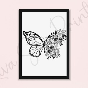 butterfly prints, instant download, butterfly nursery print, floral prints, butterfly lover gift, flower print, meadow print, butterfly art