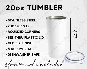 20 oz tumbler mock up, tumbler size chart, tumbler mock up, 20 oz tumbler, printify tumbler, generic brand size chart, printify size chart