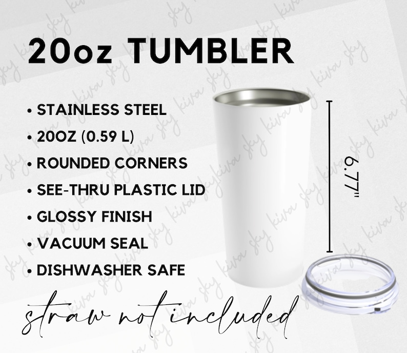 20 Oz Tumbler Mock Up, Tumbler Size Chart, Tumbler Mock Up, 20 Oz