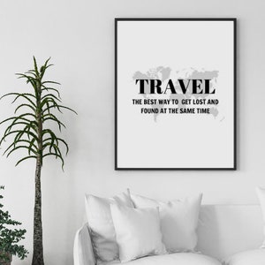 wanderlust definition print, travel the world wall art, world map print, lost and found print, gift for world traveler, adventure world map