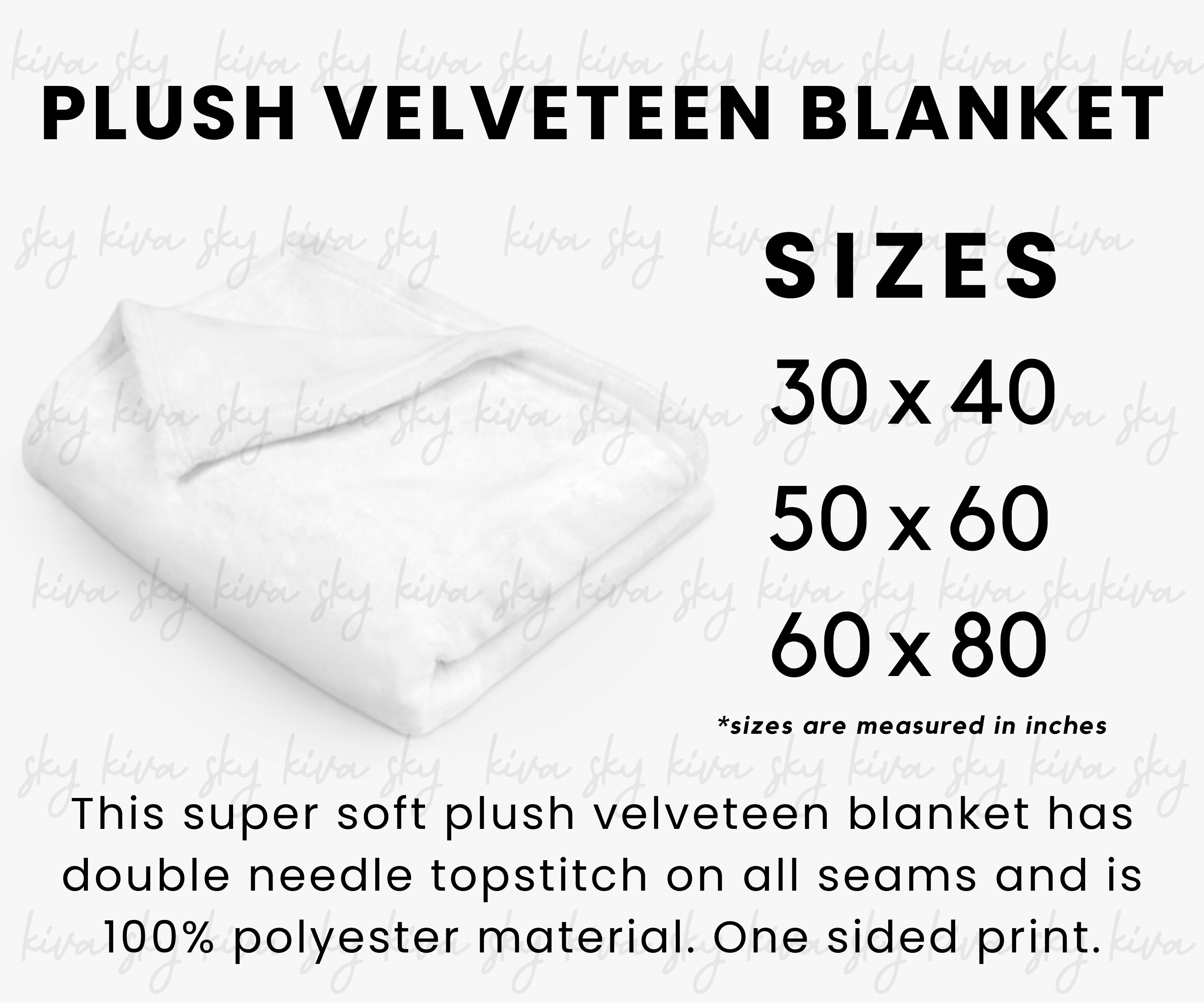 Plush Velveteen Blanket Mock Up, Blanket Size Chart, Blanket Mockup, Minky Blanket Mock Up