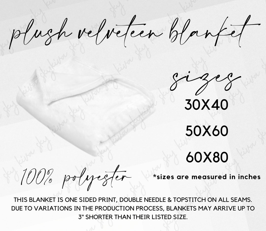 Plush Velveteen Blanket Mock Up, Blanket Size Chart, Blanket Mockup, Minky Blanket Mock Up