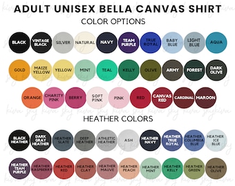bella Canvas Mockup, 3001 Farbkarte, Bella Canvas 3001, Farboptionen, Farbkarte mockup, bc color mockup, Bella Canvas Heather chart