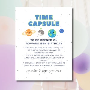 EDITABLE Time Capsule First Birthday, Space First Birthday, First ...