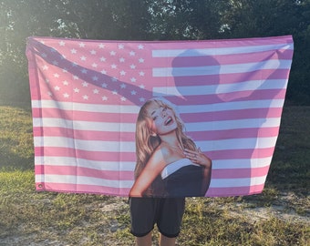 Custom Photo Pink American flag Personalized Tapestry Design Your Image Funny Flag Tapestry Bedroom Decor, Pink American Flag