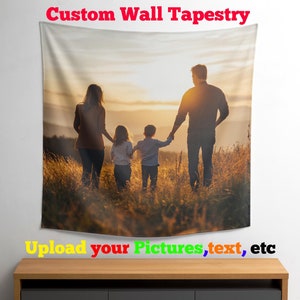 Custom Wall Tapestry, Upload Images Personalized Custom Tapestry ,Customized Backdrop Banner Print Any of Your Design Wall Hanging Art Decor