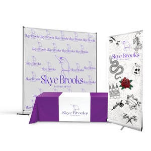 POP UP BUNDLE | Cheapest on Etsy, Comes with Retractable Banner, Backdrop, Table Runner | Pop Up shop, Package| Business event bundle