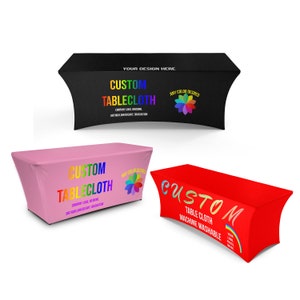 Custom Printed Table Cloth and Fitted Cloths, 4ft table 6ft table and 8 ft table , Full color print fast delivery