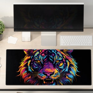 Gaming Mouse Pad - Colorful Tiger Gaming Desk Mat - Large Desk Pad - Extend Gaming Mouse Pad - Aesthetic Desk Mat -Gift for Gamers