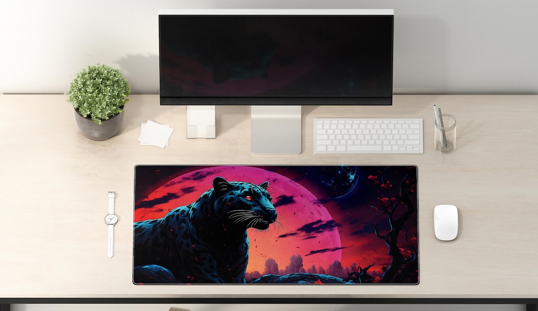 Gaming Mouse Pad Sunset Black PANTHER Desk Mat Large Desk Pad Extend