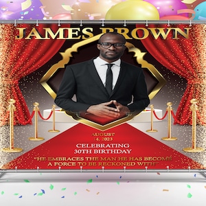 Custom Photo Birthday Backdrop-Red Carpet Sparkle Birthday Party Backdrop - Birthday Party- Red Carpet Backdrop-Banner Party Vinyl Backdrop