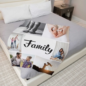 Personalized Blanket, Photo Collage Blanket, Home Decor, Gift from Daughter, Gift for Mom, Grandma Mother&#39;s Day Gift, Soft Fluffy Blanket