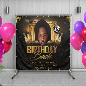 Fondo de cumpleaños con foto personalizada, fondo de fiesta de cumpleaños brillante, fiesta de cumpleaños con repetición de pasos, fondo de graduación, fondo personalizado para quinceañeras