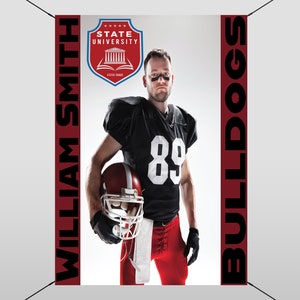 Aangepaste sportbanner, middelbare schoolsport, universiteitssport, vinylbanner, voetbalbanner, print, gepersonaliseerde team- en individuele banners