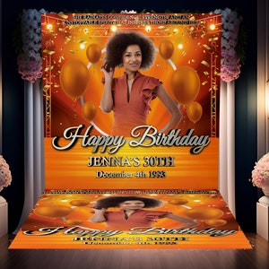 Benutzerdefinierte Foto Geburtstag Hintergrund und Boden Aufkleber-Orange Banner Geburtstag Party Boden Aufkleber-Banner PartyBackdrop und Boden Aufkleber Bundle