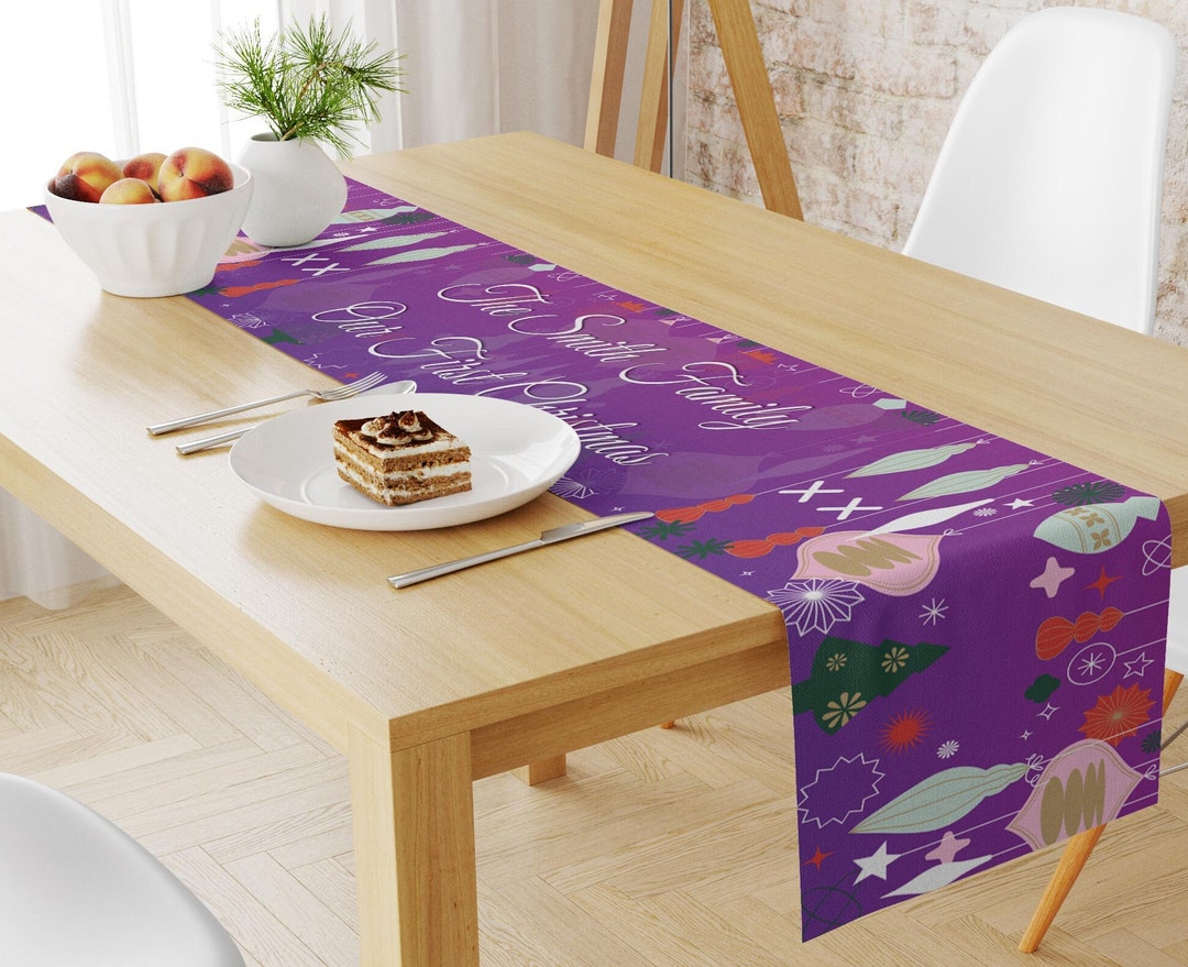 Custom Holiday Table Decorcustom Family Name Table Runner Etsy