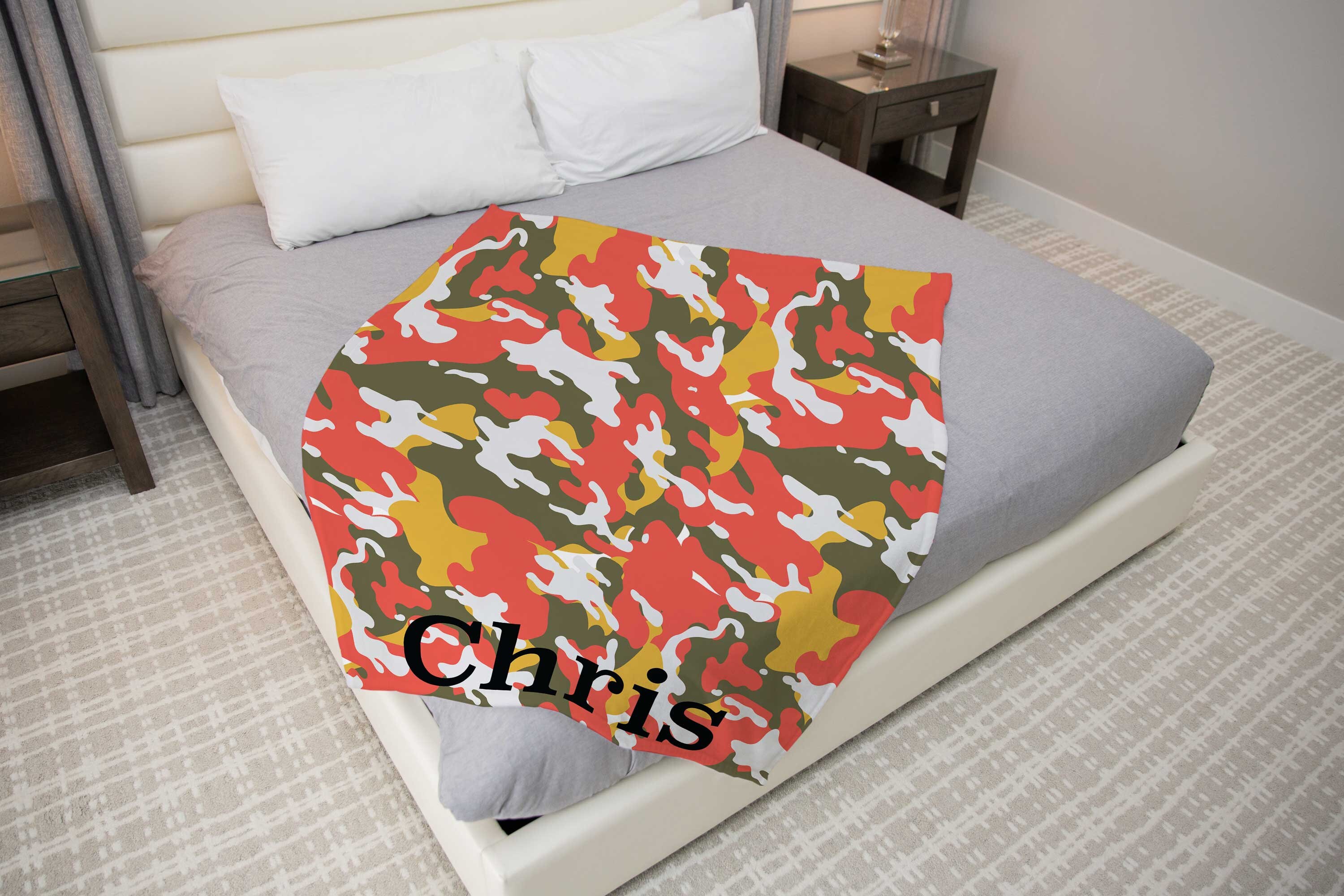  Camo Baby Blanket with Personalized Name, Custom Camo