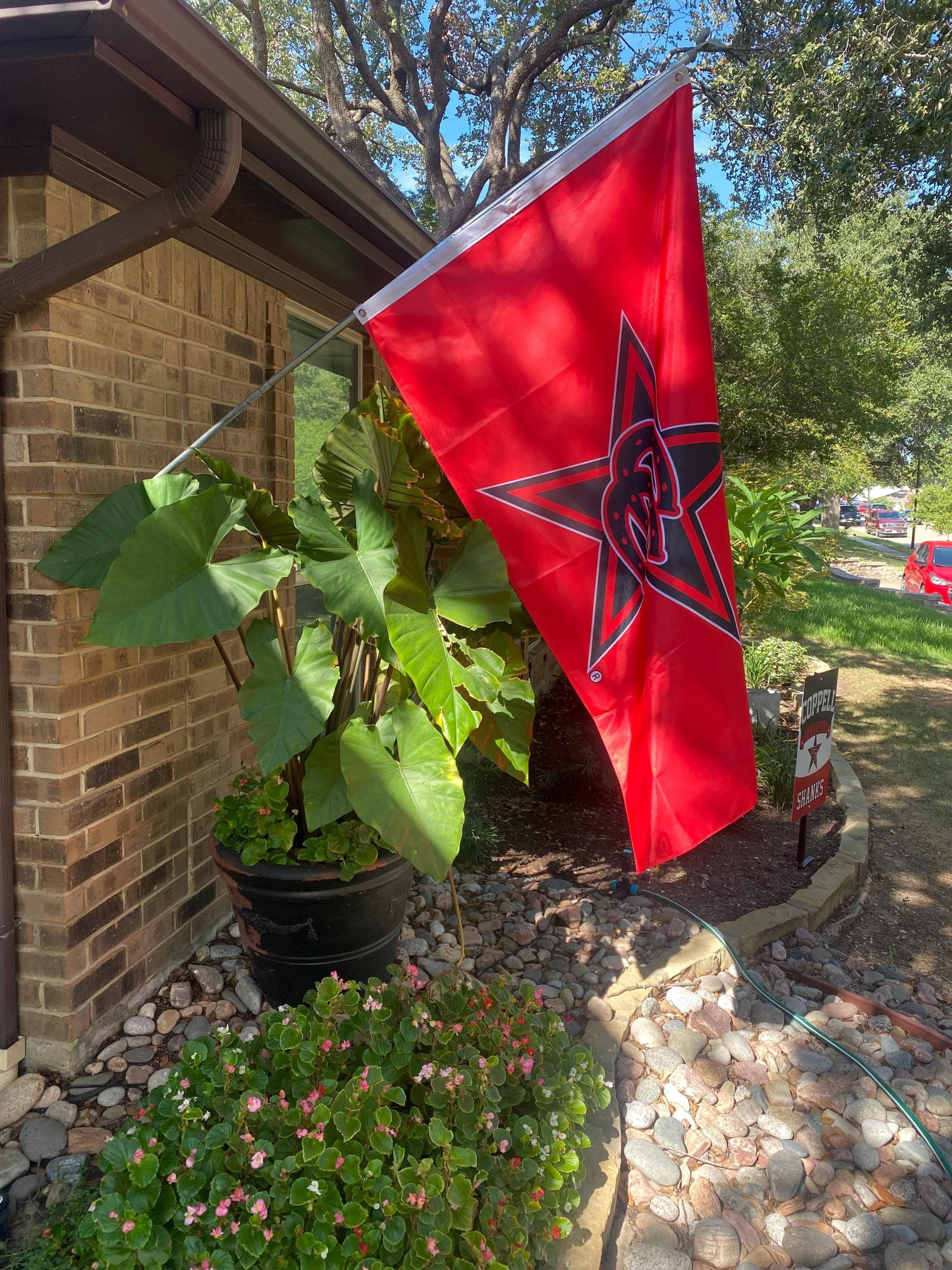 Custom Flags , Custom standard flags, Premium White Header on Left Hand Side of Flag, School or Club Flag