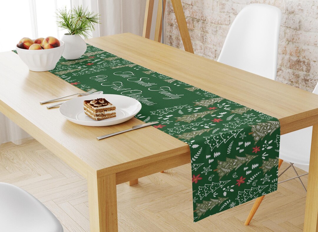 Custom Holiday Table Decorcustom Family Name Table Runner Etsy